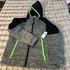 Old Navy Gray and Black Hoodie with Neon Green Accents size small